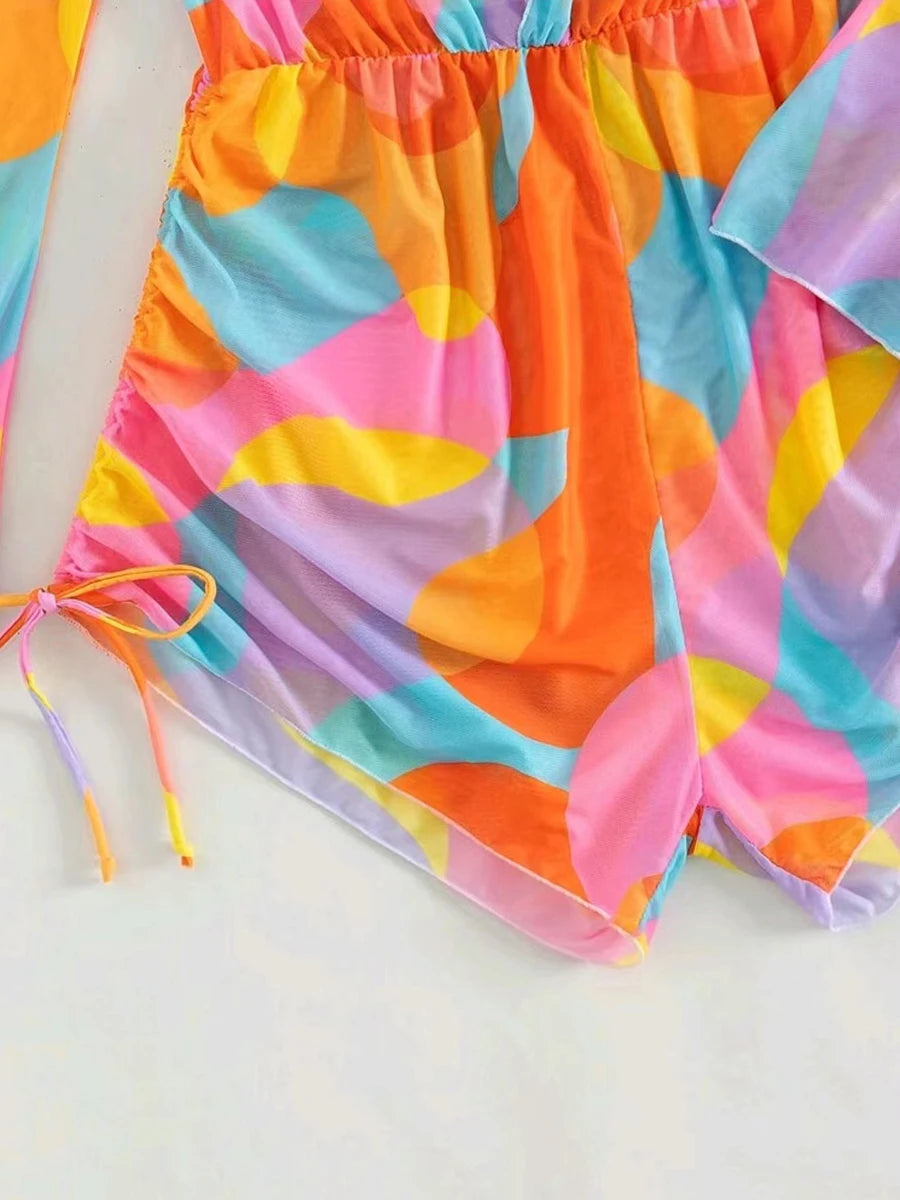 3 Pieces Triangle Halter String Bikini Long Sleeve Swimsuit Women Swimwear Female Bathers Bathing Swimming Swim Suit