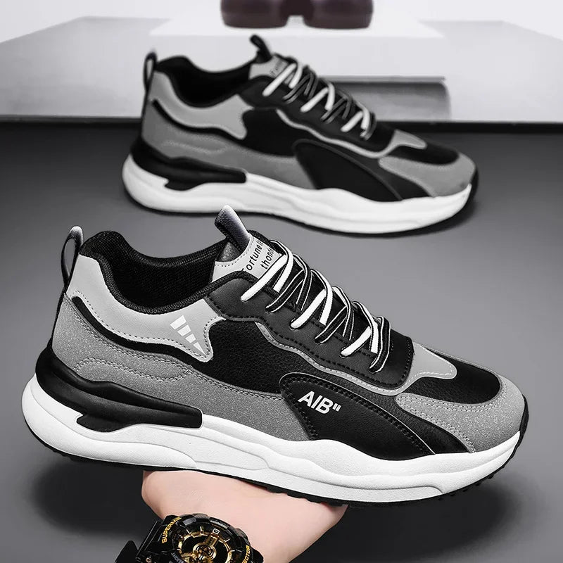Summer Men's Shoes New Breathable Leather Face Casual Sports Shoes Korean Trendy Versatile Thick Bottom Shoes Casual Old Dad Sho