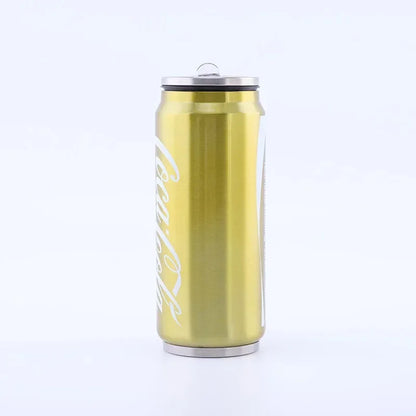 Stainless Steel Cola Thermos, Outdoor Portable Car Thermos Cup, Sublimation Can, Double Layer Straw Cup