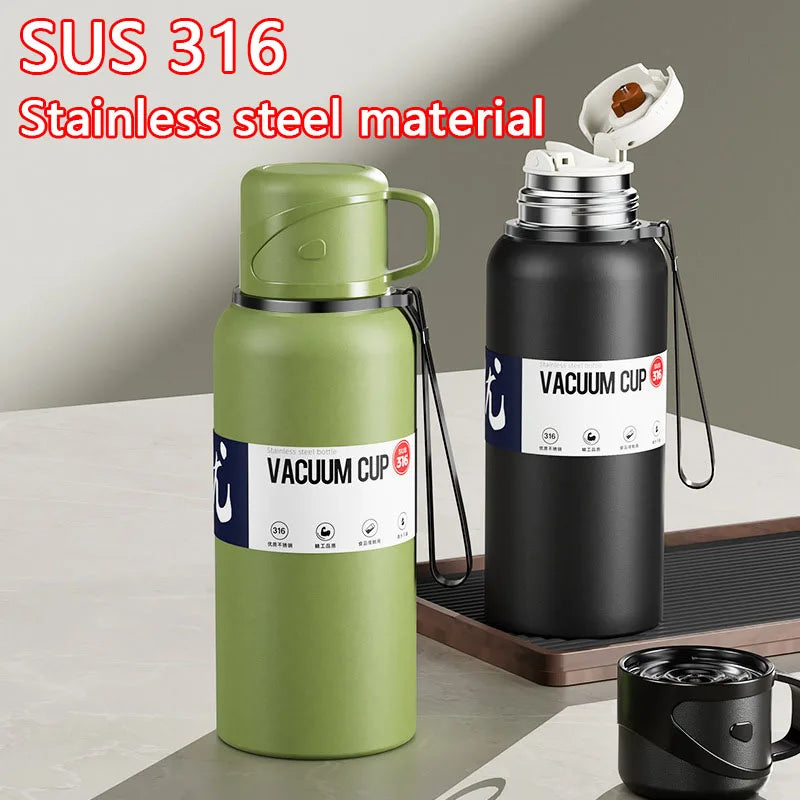 2L Thermal Water Bottle Large Capacity With Straw Stainless Steel Thermos Bottle Cold and Hot Water Bottle Sport Thermos Cup