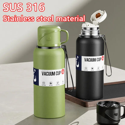 2L Thermal Water Bottle Large Capacity With Straw Stainless Steel Thermos Bottle Cold and Hot Water Bottle Sport Thermos Cup