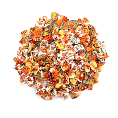 50/100pcs Thanksgiving Autumn Dog Hair Bows with Diomand Dog Accessories Hoilday Bowkont with Rubber Band for Small Dog Supplies