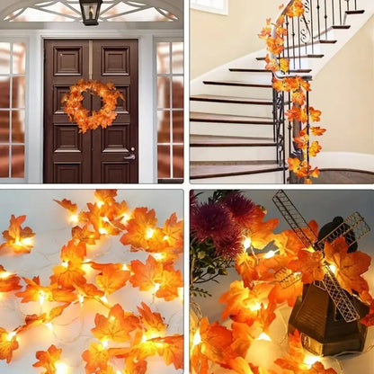 1PC 10/20/30/40 LED Double Maple Leaf Light String Battery Powered For Home Holiday Arrangement Scene Thanksgiving Fall Decor