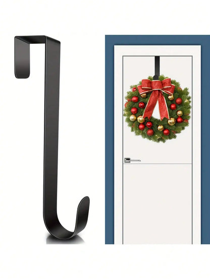 1pc Christmas Wreath Hook Metal Wreath Door Hanger Front Door Decor Thanksgiving Christmas Welcome Sign Hanger Storage Hooks