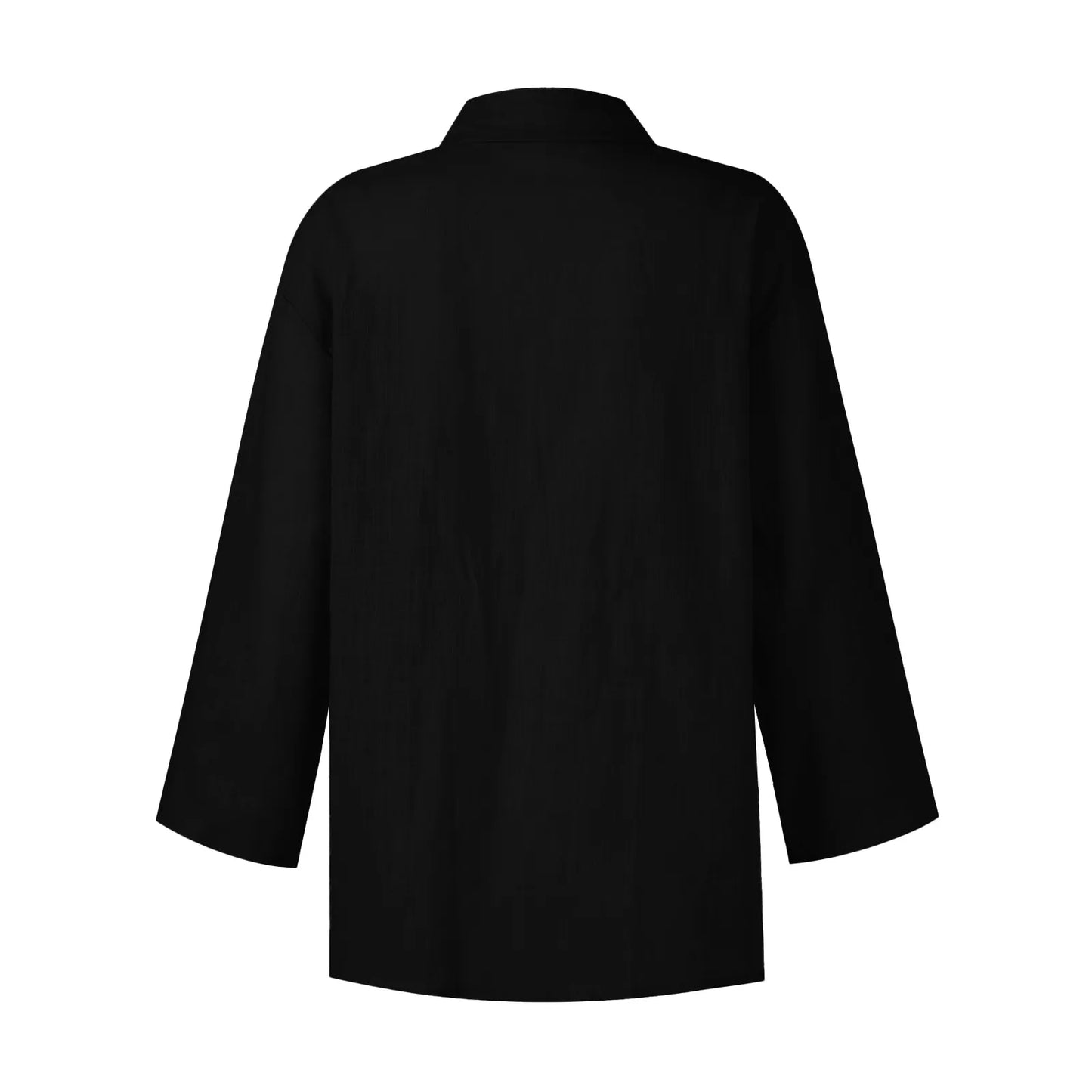 Summer Plus Size Cotton Linen Solid Color Seven-Point Sleeve Shirt V-Neck For Ladies Loose Casual Lightweight Camisas De Mujer