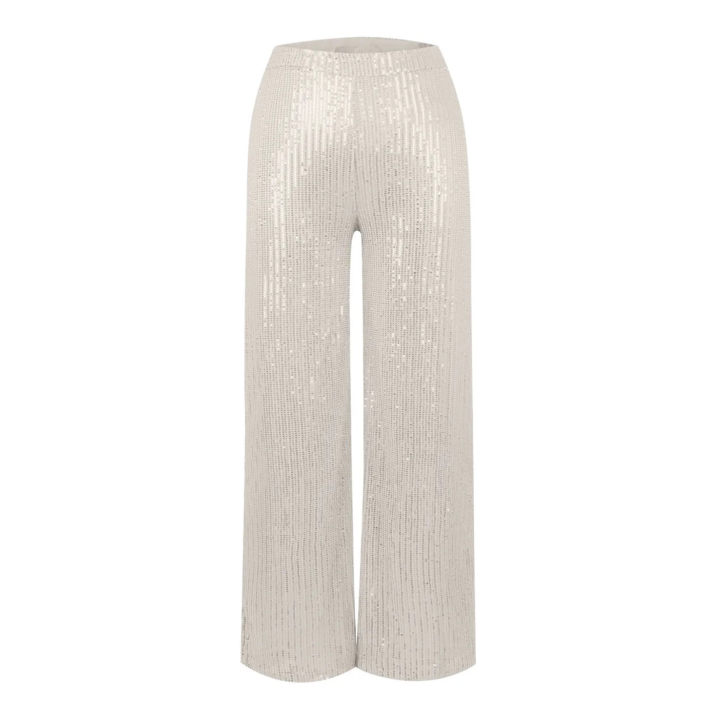 Women's Fashion Solid Color High Waist Sequin Side Zipper Draped Wide Leg Pants Pants for Women Women’s Pants Women’s Pants 2024