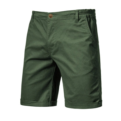 AIOPESON Summer 100% Cotton Solid Shorts Men High Quality Casual Business Social Elastic Waist Men Shorts 10 Colors Beach Shorts