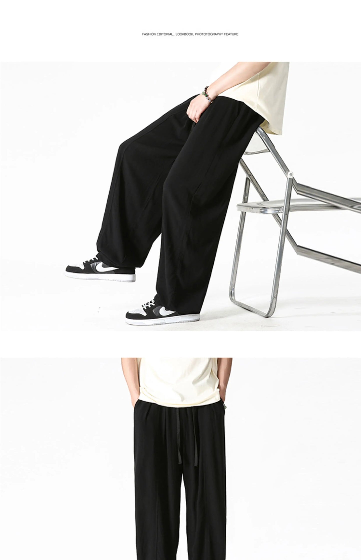 Summer Wide Leg Pants Men's Cotton Linen Harun Loose Pants Men Casual Elastic Waist Circumference Lantern Trousers Plus Size 5XL