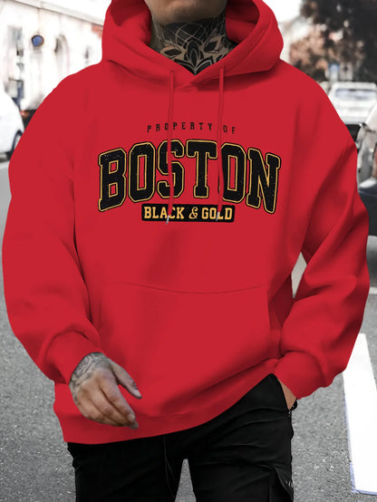 Autumn/Winter Boston Hoodie Design Men's Street Style Sportswear Autumn Casual Hoodie Fashion Round Neck Hoodie