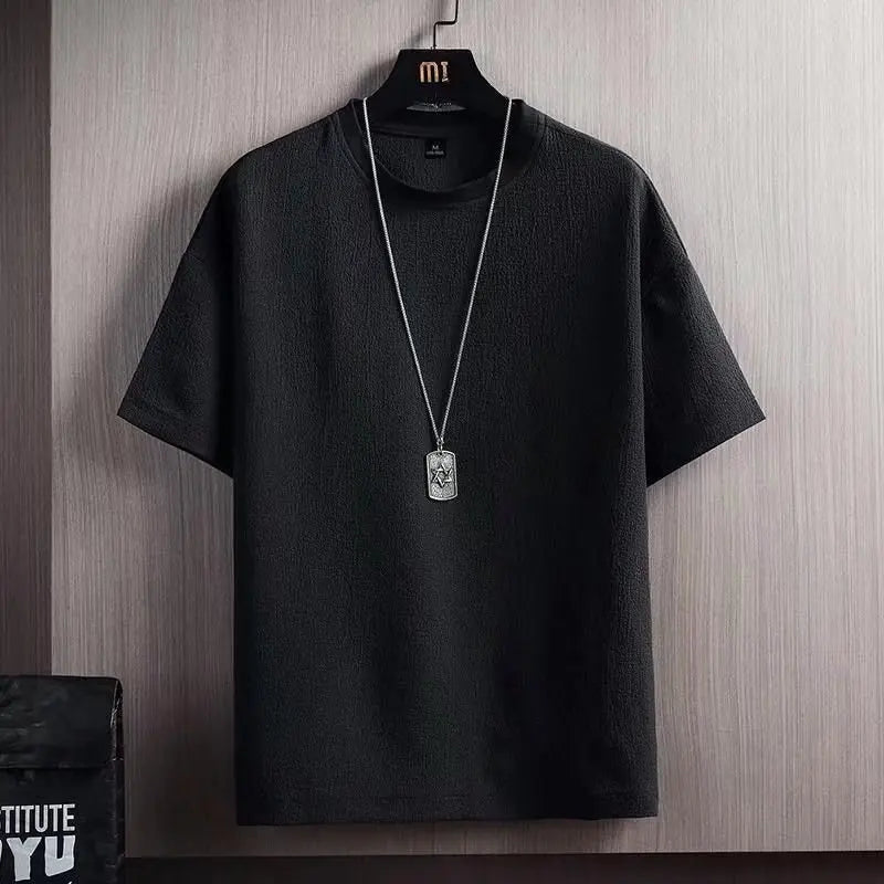 Summer Cotton Linen T-Shirts for Men Casual Short Sleeves T-Shirt Solid Loose Bottom Shirt Boys Tee Shirt Basic Tops Oversize 5X