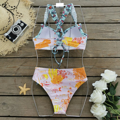 2024 Sexy Brazilian Bikinis Women Swimsuit Padded Swimwear Halter Bikini Set Push Up Beach Wear Bathing Suit Swimming Maillot