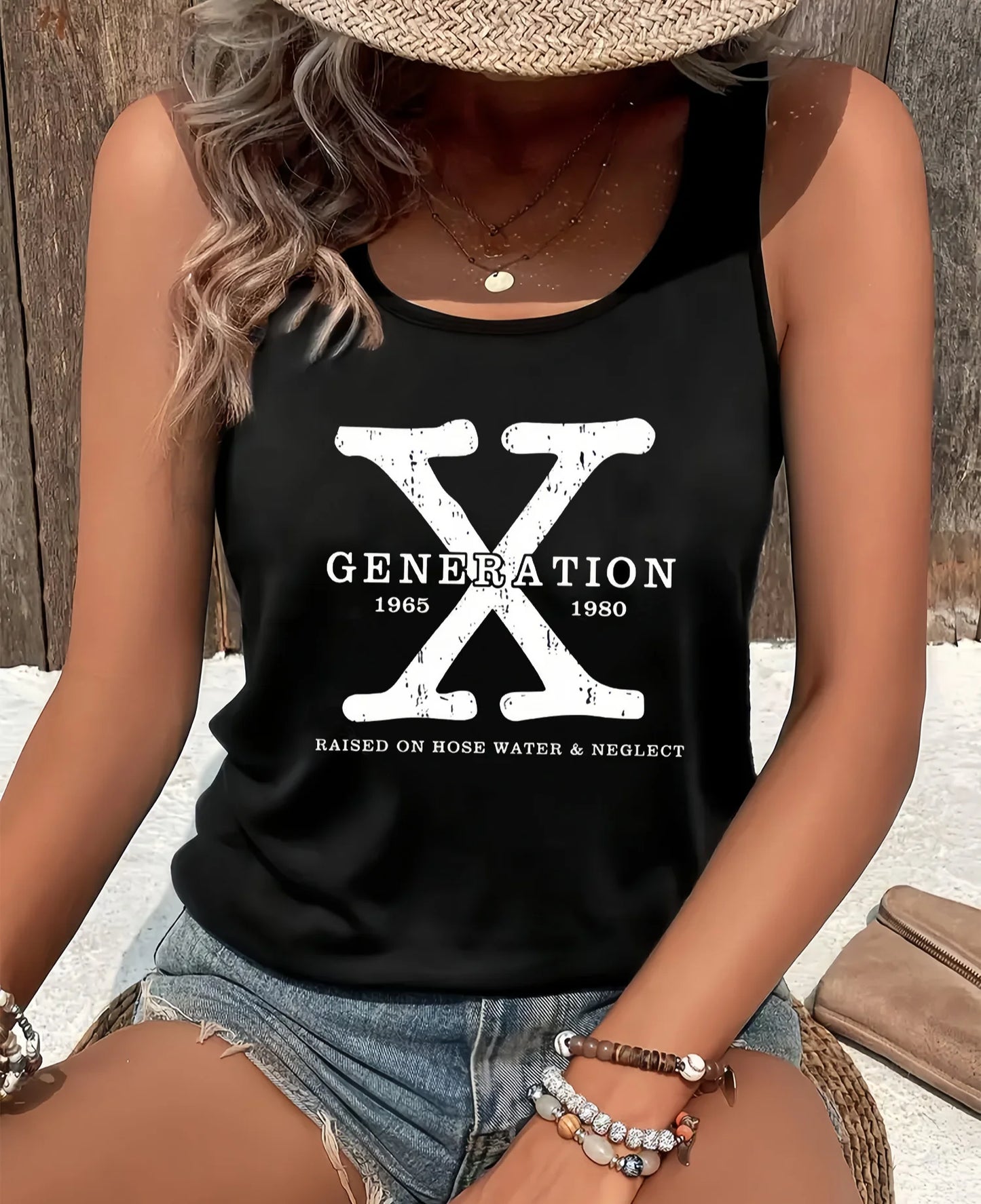 Summer Plus Size Women's Tank Tops Letter Print Loose Low Cut Tops Fashion Ladies Black Oversize Camisole Vest for Women