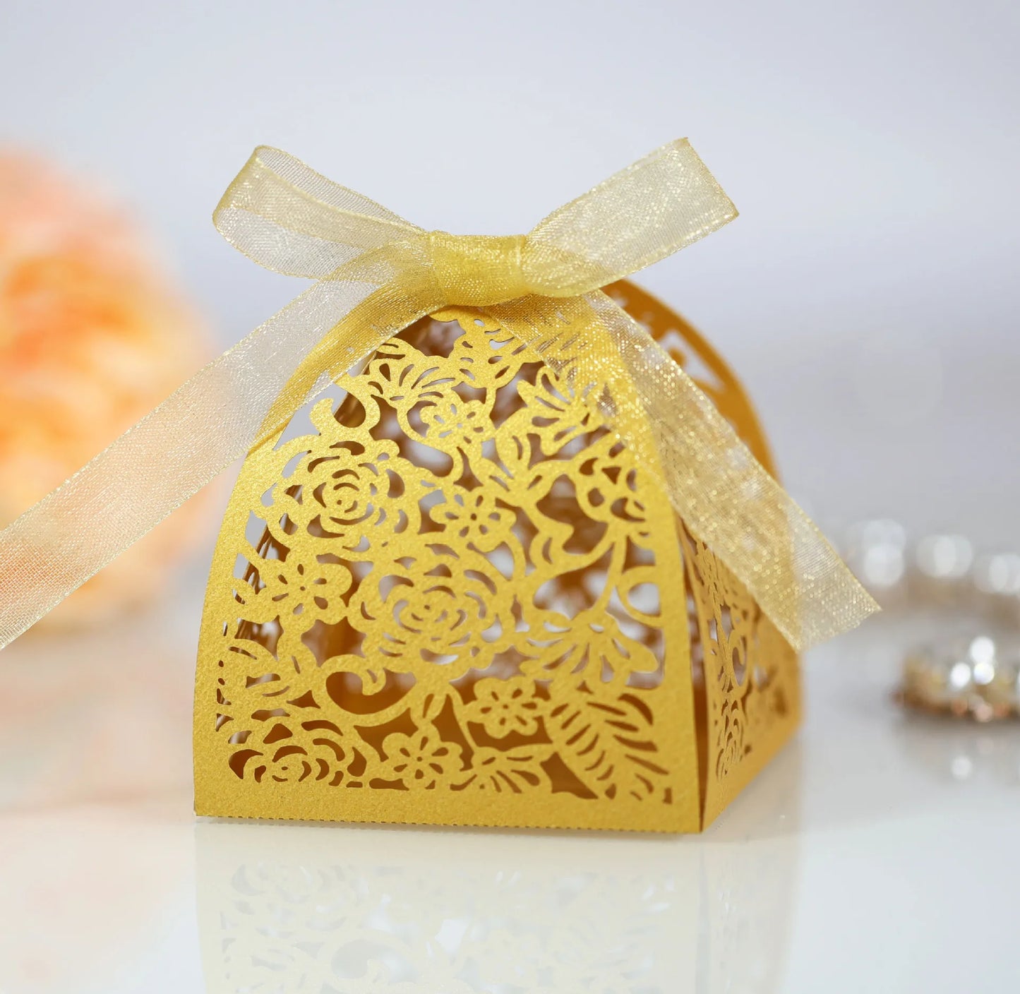 25/50/100pcs Laser Hollow Cut Wedding Candy Boxes with Thank You Tag Valentine's Day Gift Chocolate Packaging Box Party Favors