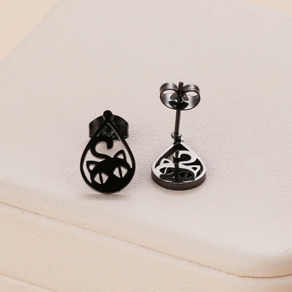 Stainless Steel Halloween Ghost Cat Stud Earrings For Women Girls Gold Color Waterproof Fashion Ear Party Jewelry Gift Wholesale