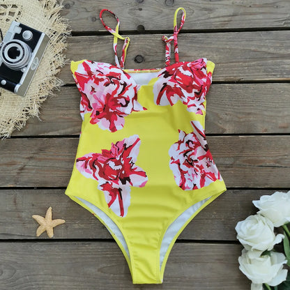 2023 New 2PC Push Up Women Bikini Set Skirt Floral Printed Bikinis Strappy Bandage Swimwear Brazilian Biquini Bathing Suit