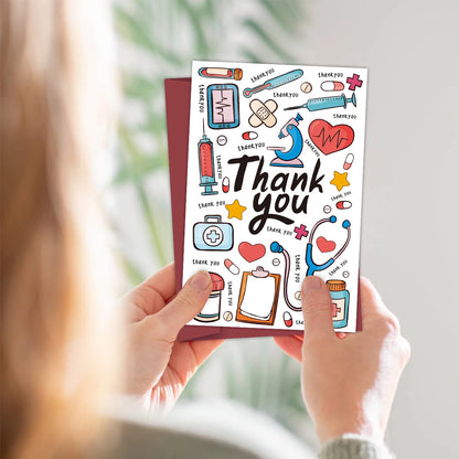 1pc Cute Nurses Day Theme Pattern Design Thank You Cards For Doctor Nurses, Appreciation Greeting Card Gifts For Medical Staff