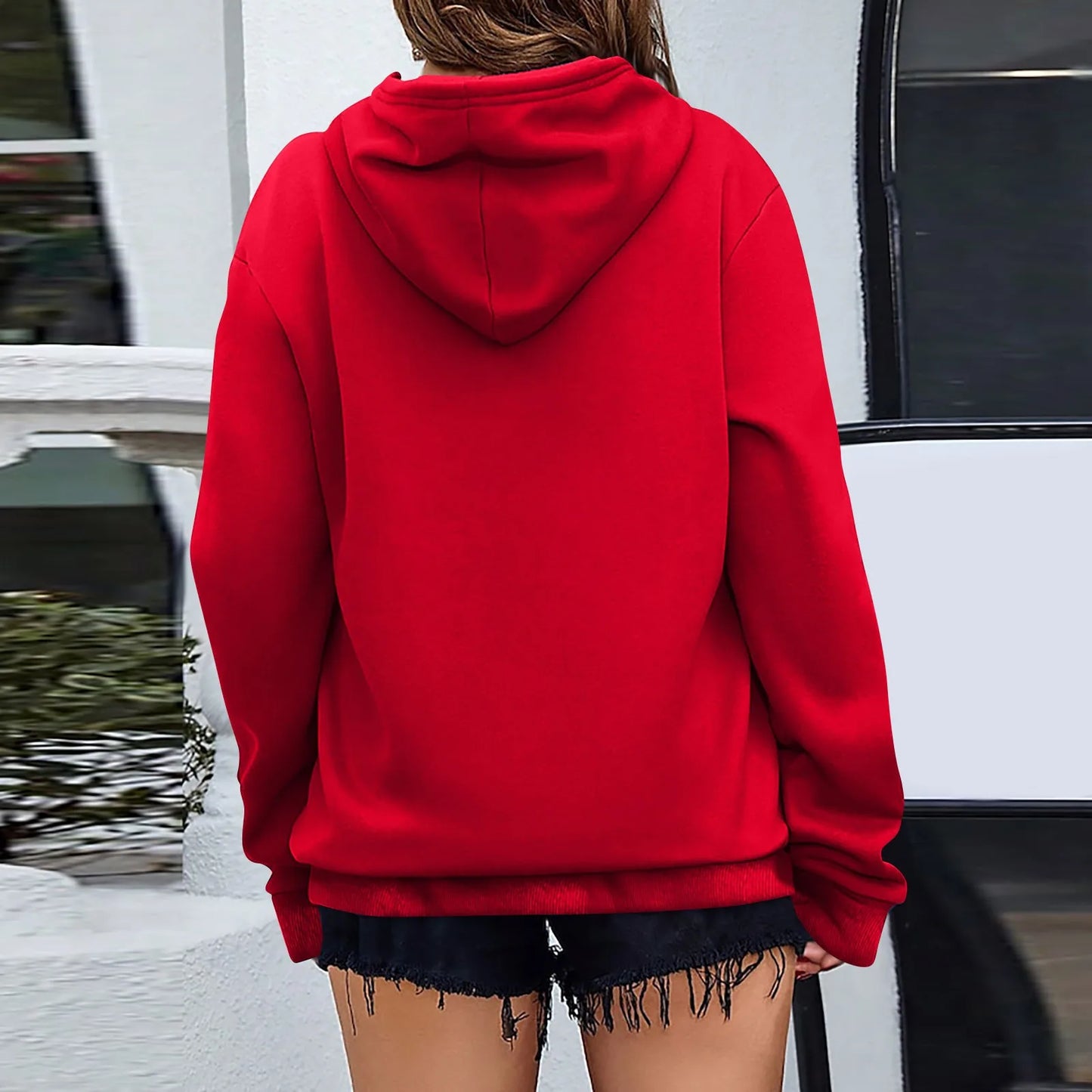 y2k Solid Minimalist Women's Hoodie, Long Sleeve With Pocket Casual Daily Wear 2024 Women Hoodies Autumn Sudadera de mujer