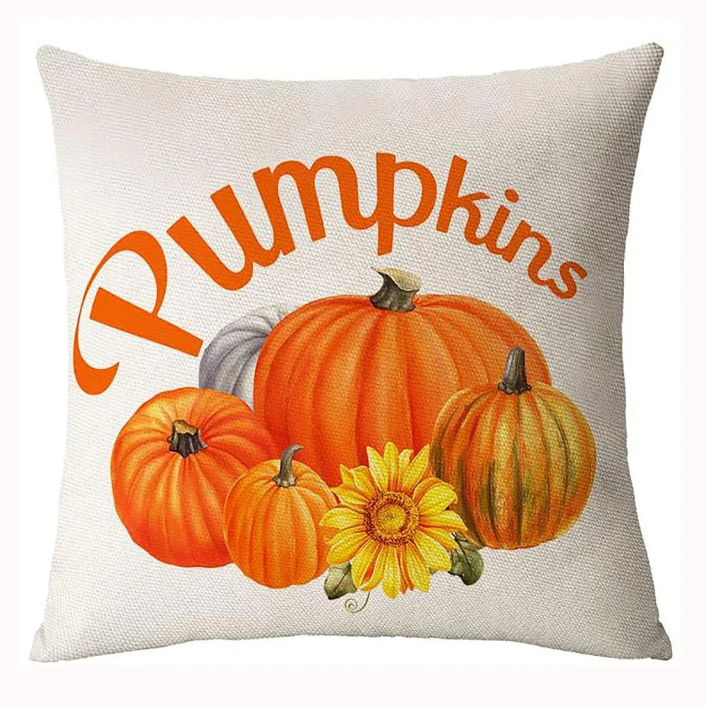 18x18 Inches Autumn Pumpkin Cushion Cover Pillow Cover Thanksgiving Decor Pillowcase Maple Leaves Printed Cushion Case for Couch