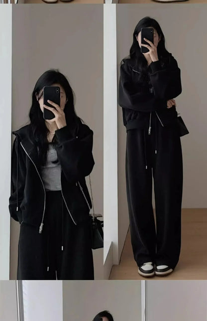 Autumn/Winter 2024 New Tea Matching Women's Clothing Set Plus Size Elegant Casual Salt System Sweatshirt Two-Piece Suit