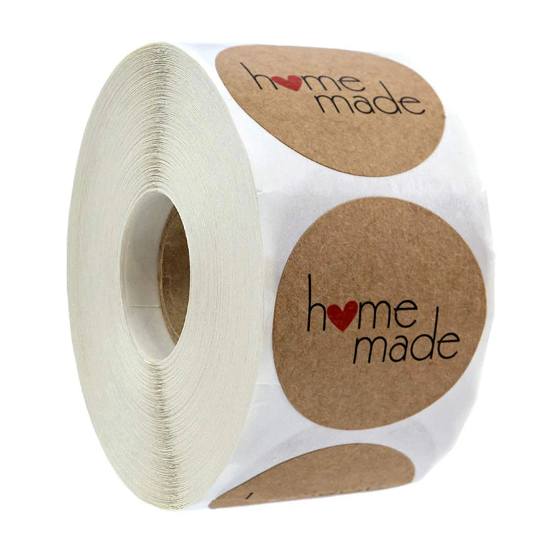 100-500pcs Vintage Kraft Paper Handmade With Love Stickers Scrapbook Gift Stationery Label Stickers Thank You For The Stickers