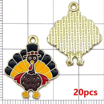 20pcs Thanksgiving Charms Alloy Turkey, Maple Leaf, Pine Cone, Scarecrow, Pumpkin Pendants for DIY Jewelry Making Accessories