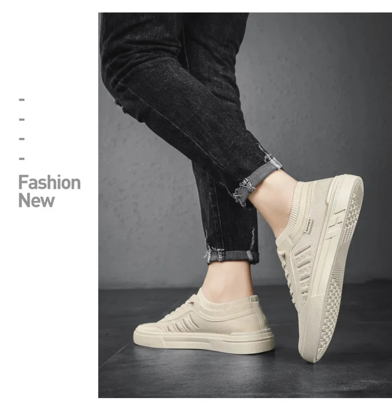 Summer Casual Sneakers for Men Breathable Loafers Lightweight Round Head Solid Colour Non-slip Flats Zapatillas Para Hombres