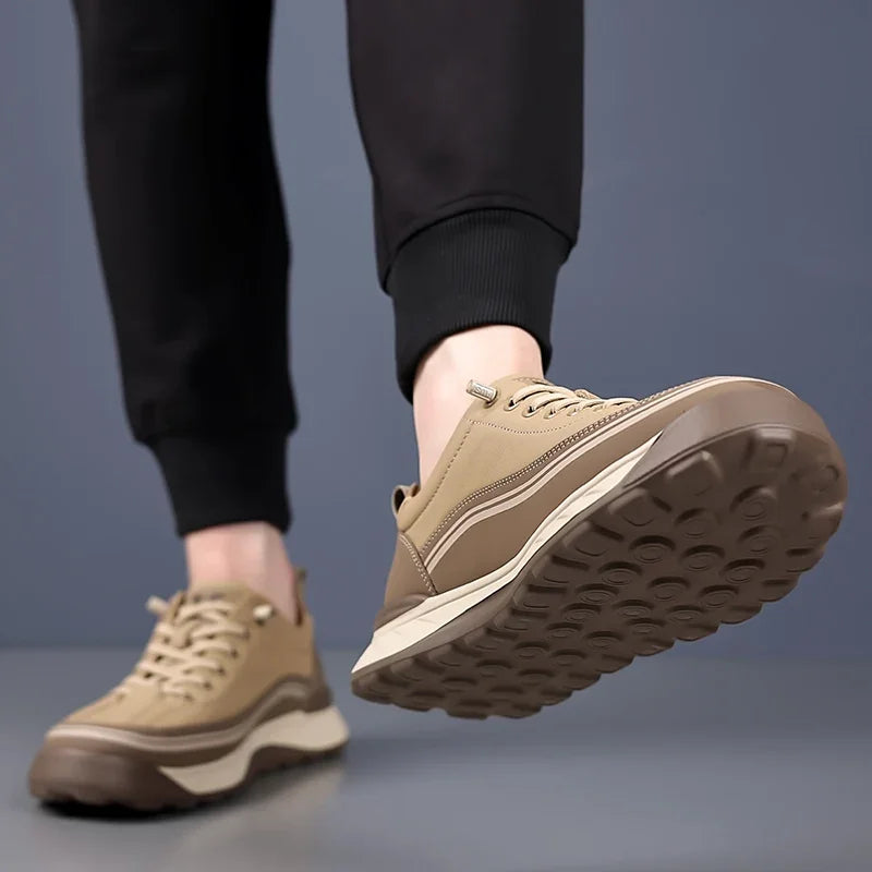 2025 High Quality Brand Men's Leather Casual Shoes Outdoor Hiking Shoes Anti Slip Wear-resistant Men's Hiking Shoes Breathable