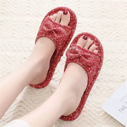 2024 Cotton Shoes Women Household Slippers Indoor Floor Flip Flops Summer Simple Mute Slides Home Sandals Zapatos De Mujer