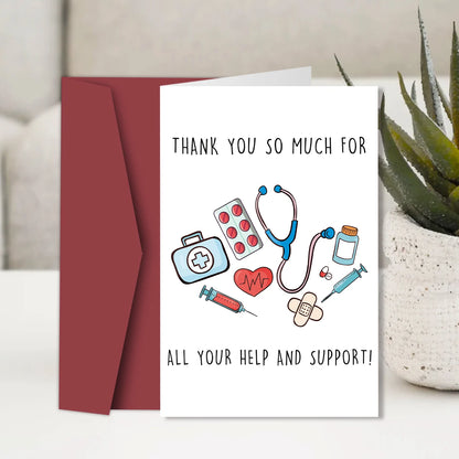 1pc Cute Nurses Day Theme Pattern Design Thank You Cards For Doctor Nurses, Appreciation Greeting Card Gifts For Medical Staff
