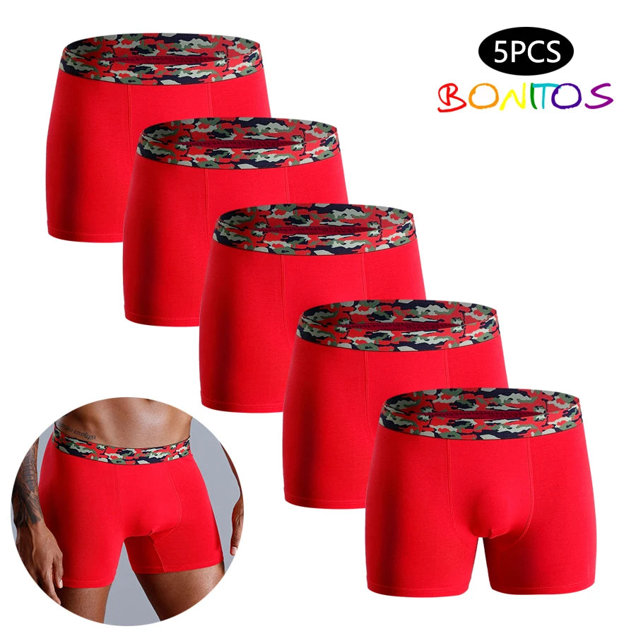 5pcs Men Underwear Print Boxers Men's Panties Camouflage Mens Underpants Cotton Male Boxershorts Sexy Man Trunks Gift