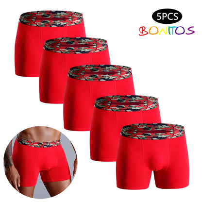 5pcs Men Underwear Print Boxers Men's Panties Camouflage Mens Underpants Cotton Male Boxershorts Sexy Man Trunks Gift
