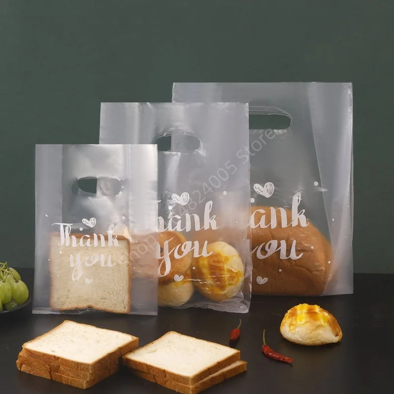 50Pcs Thank You Plastic Gift Bags Shopping Packaging Bag With Handle Christmas Wedding Party Favor Jewelry Clothing Wrapping Bag