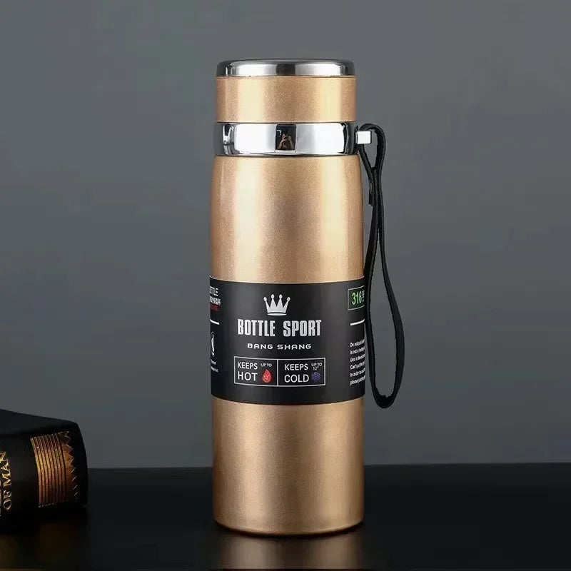 800ML Double Wall Stainles Steel Water Bottle Thermos Bottle Keep Hot and Cold Insulated Vacuum Flask for Sport
