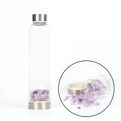 550ML Creative Natural Quartz Crystal Glass Water Bottle Irregular Stone Cup Point Wand Healing Infused Elixir Cup Natural Stone