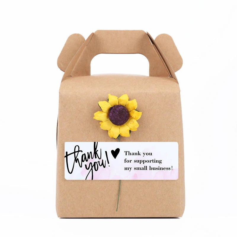 120Pcs/roll Thank You Self-adhesive Label Sticker Rectangular Sealing Stickers Business Bakery Shop Thank Customers Gifts