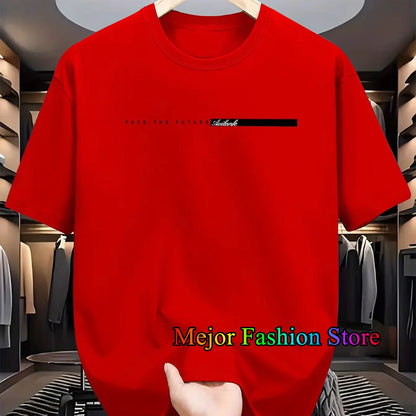 Summer New Women's Cotton T-shirts Letter Printed Short Sleeved Round Neck Tshirt High Street Casual Tees Oversized Unisex Tops