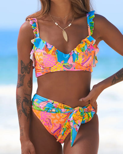 2024 New Sexy Brazilian Bikini Set Women Print Biquini Female Cut Bikinis Swimwear Push Up Swimsuit Bath Suit