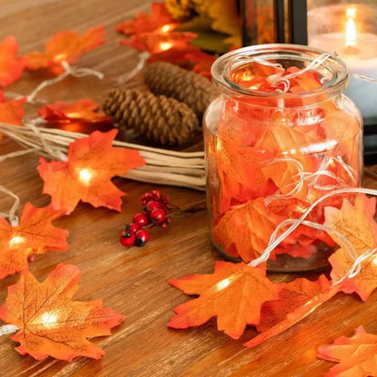 1PC USB/Battery Case Maple Leaf String Lights 10/20/40 LED Lights Waterproof For Halloween Outdoor Autumn Thanksgiving Decor