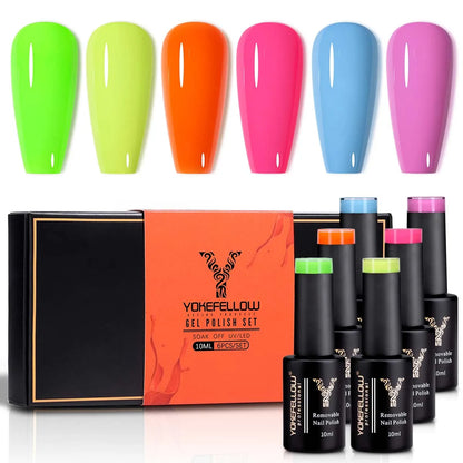 YOKEFELLOW 6Pcs/Set Fall Winter Gel Nail Polish Semi Permanent UV Led Gel Varnish Brown Orange Pumpkin Halloween Christmas Gift