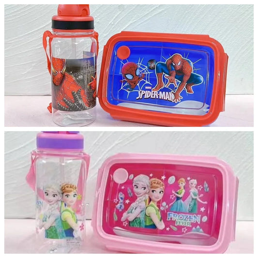 Anime Cartoon SpiderMan Lunch Box Set with Water Cup Microwaveable for Students Special Compartment Lunch Box Portable Lunch Box