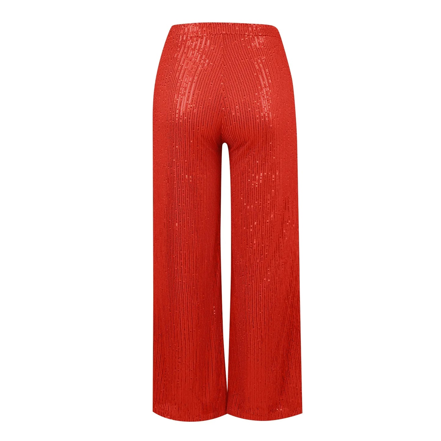 Women's Fashion Solid Color High Waist Sequin Side Zipper Draped Wide Leg Pants Pants for Women Women’s Pants Women’s Pants 2024