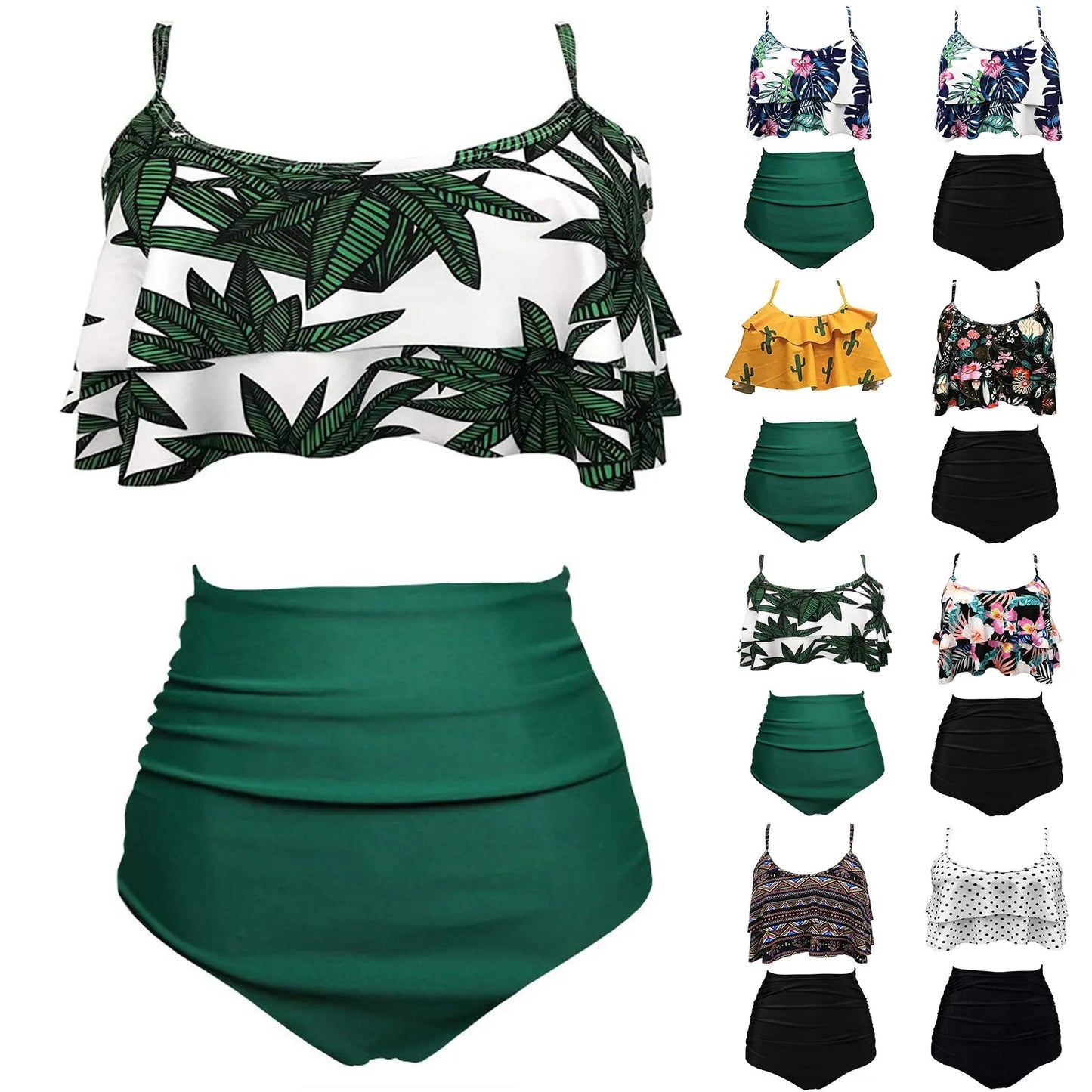 Swimwear For Women Plus Size Bikinis Sets Sexy Bikini Wave Solid Cup Split Cover-up Swimsuit Bathing Suit Women's Swimsuit 2023