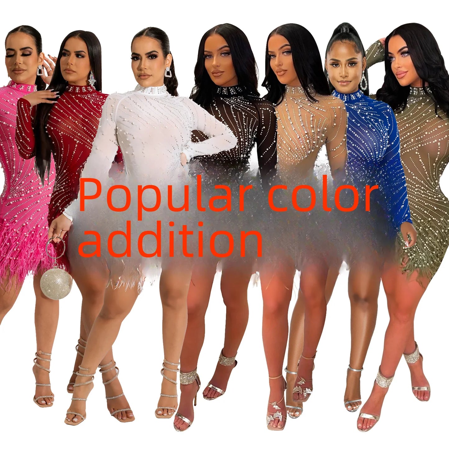 2022 Summer Fashion Sexy Tassel Mesh Embroidered Dress Women Irregular Short Skirt Mid-waist