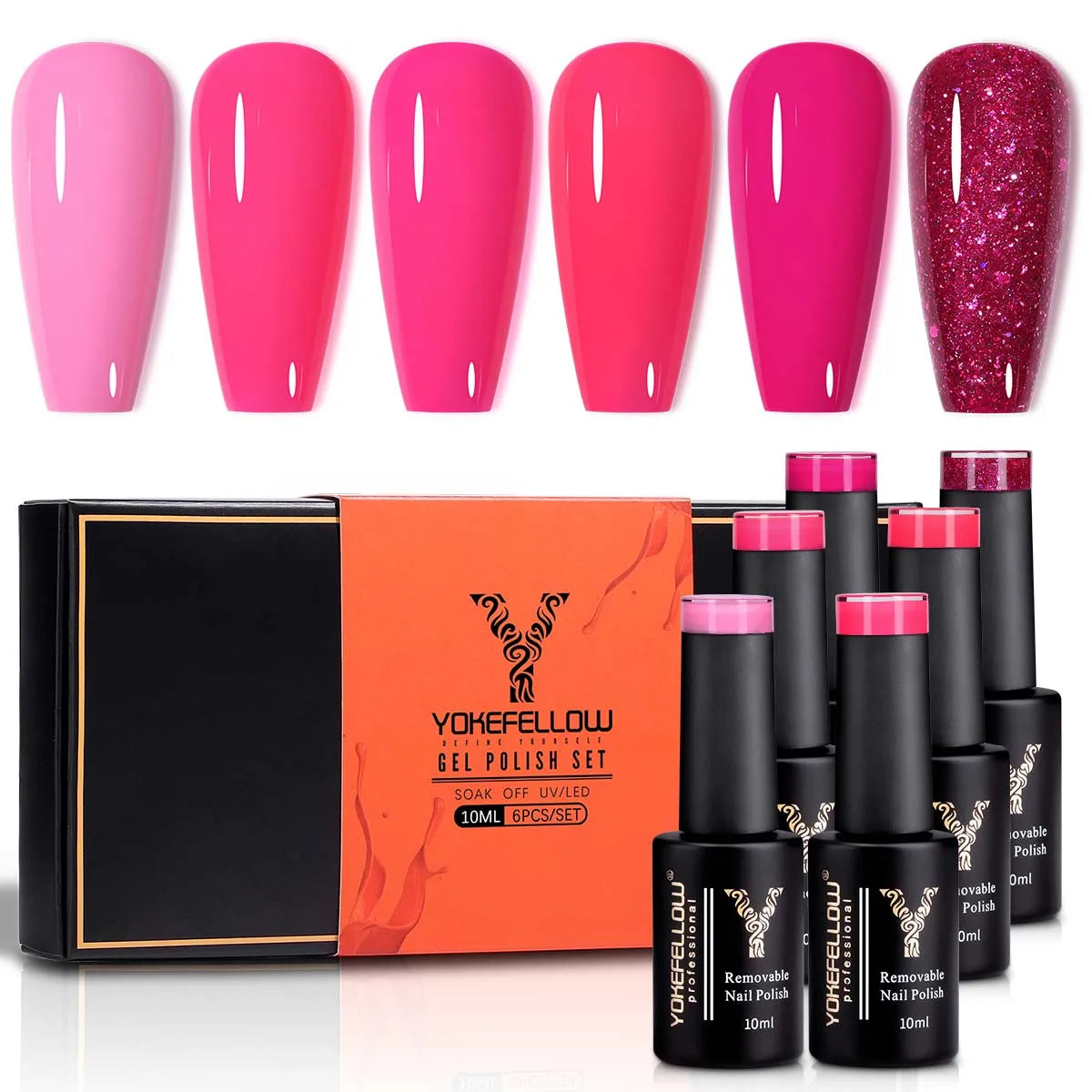 YOKEFELLOW 6Pcs/Set Fall Winter Gel Nail Polish Semi Permanent UV Led Gel Varnish Brown Orange Pumpkin Halloween Christmas Gift