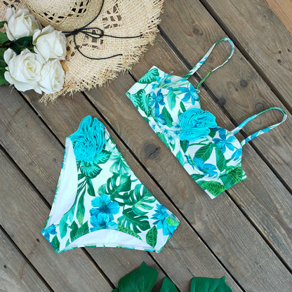 2025 Bikini Underwire 3D Flower Swimsuit High Waist Swimwear for Women Push Up Two Piece Bathing Suits Summer Female