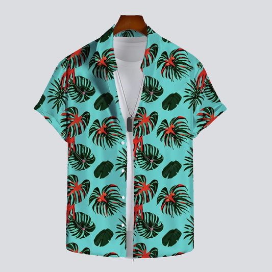 2025 Hawaiian men's summer designer shirts 3d print tropical plants print Hawaiian shirts casual summer short sleeve fashion
