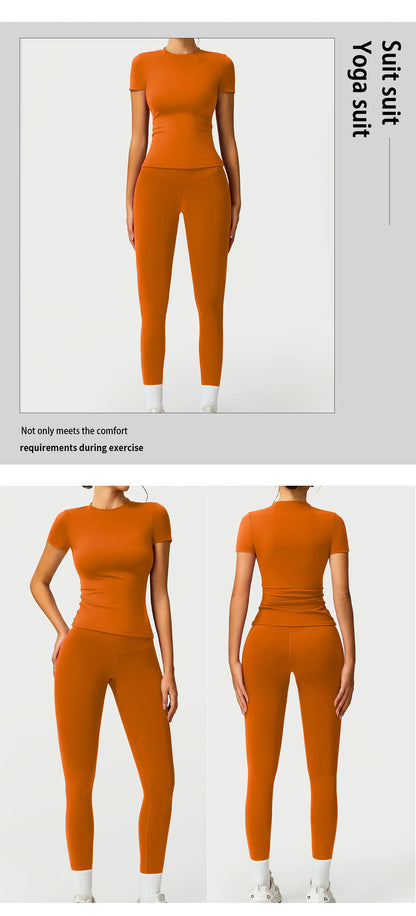 2PCS Yoga Suit Sports Set Women Quick-Drying Gym Set Women Tracksuit Running Workout Long Sleeve Sports Shirt Yoga Clothing