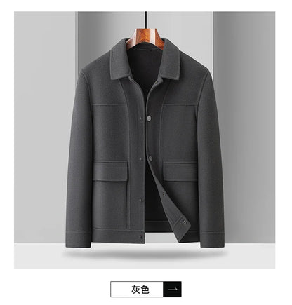 2024 Autumn/Winter New Double sided Woolen Coat High end Fabric Korean Edition Fashion Pure Handmade Woolen Coat Work Style