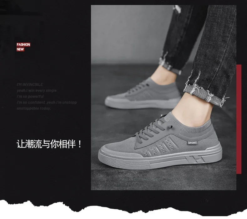 Summer Casual Sneakers for Men Breathable Loafers Lightweight Round Head Solid Colour Non-slip Flats Zapatillas Para Hombres