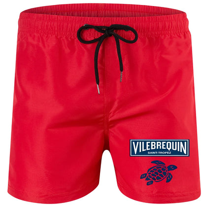2025 new luxury beach shorts quick-drying men's swimsuit summer swimming trunks sports fitness running three-quarter pants men's